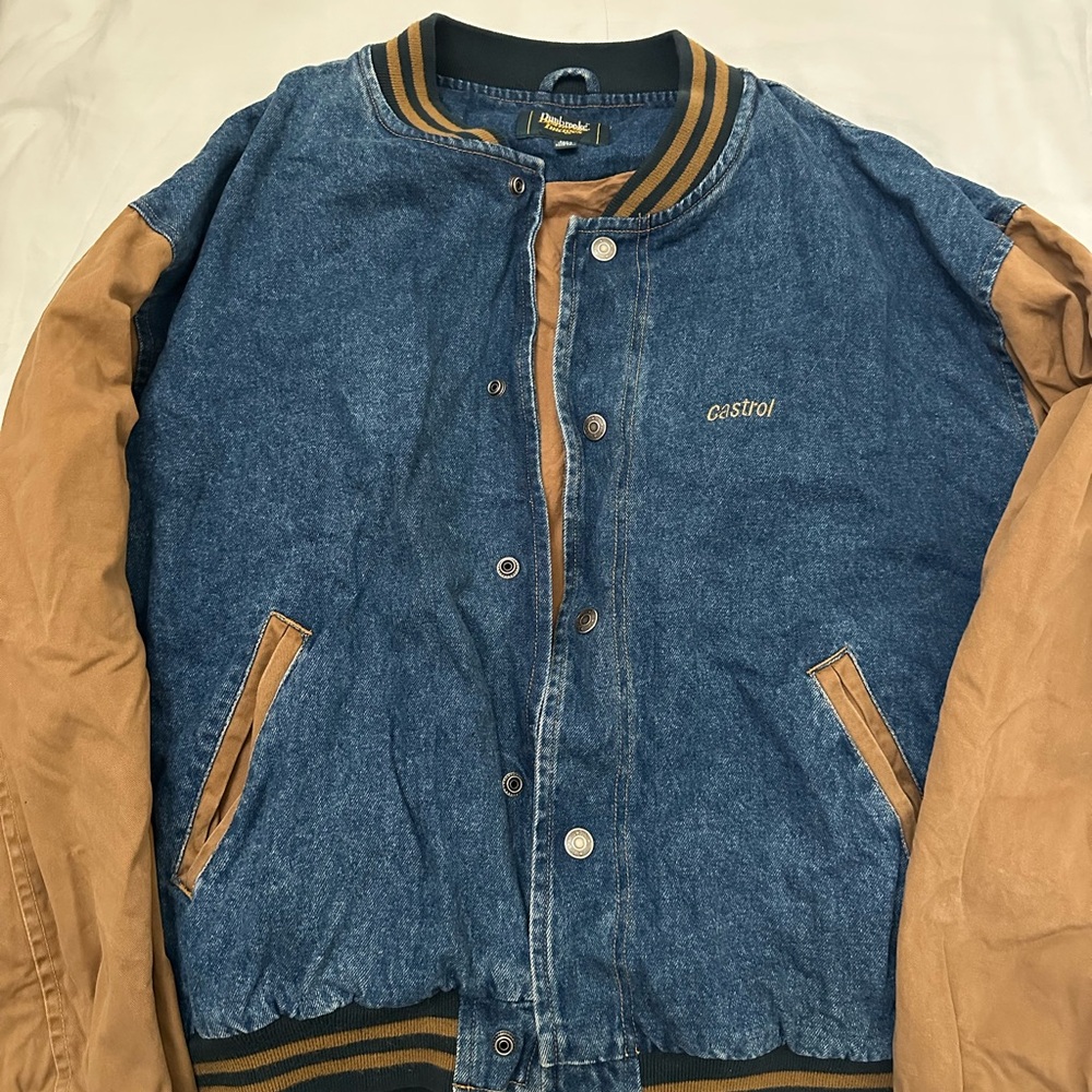 Vintage Dunbrooke Men's Castrol Racing Varsity Jacket Denim Jacket